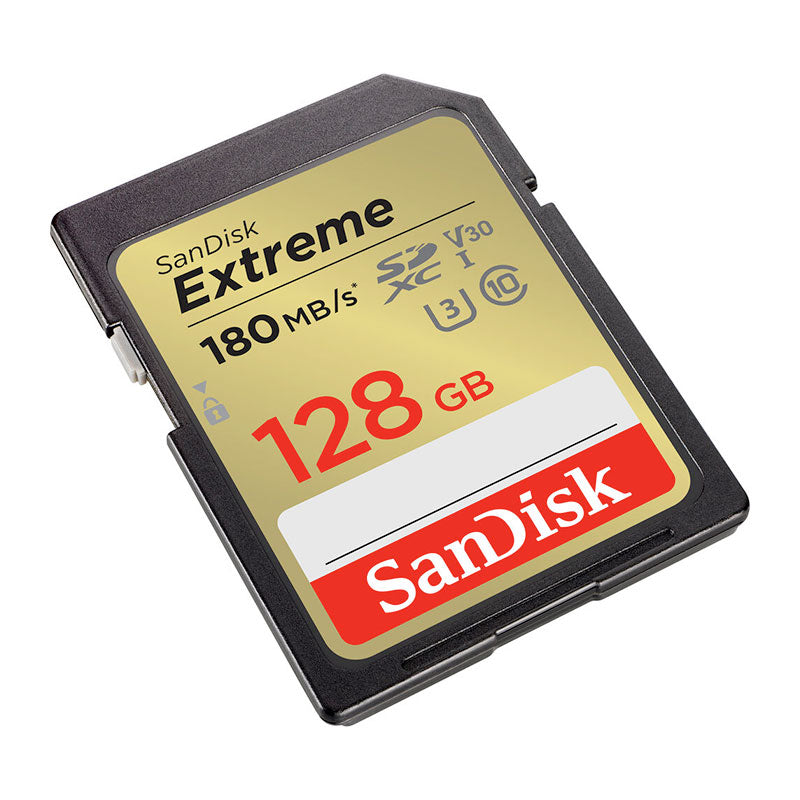 SanDisk Extreme SDXC Memory Card, 128GB, UHS-I, 180/90MBs