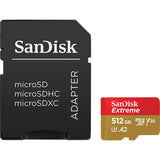 SanDisk Extreme, microSDXC, Memory Card, 512GB, UHS-I, 4K, Class 10, w/ Adapter