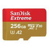 SanDisk Extreme, microSDXC, Memory Card, 256GB, UHS-I, 4K, Class 10, w/ Adapter, 190/130MBs, V30