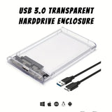 USB 3.0 SATA Case Transparent Enclosure External Caddy HDD SSD