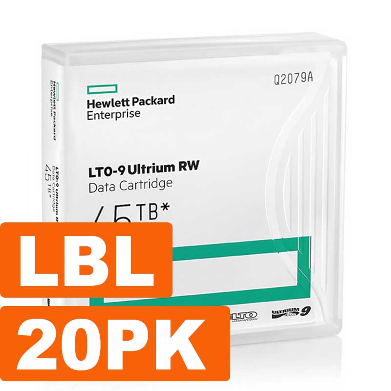 HPE LTO 9 Ultrium Data Cartridge Non-Custom Labelled, 20 Pack - Q2079AN