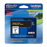 Brother Label Tape TZE354 Rectangle Gold Black 1" Width