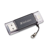 Verbatim iStore 'n' Go Dual USB Flash Drive, Apple Lightning, 32GB, USB 3.0, Graphite