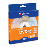 Verbatim DVD-R 97957 4.7GB 16X Branded 10PK Bulk Box TAA