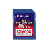 Verbatim Pro SDHC Memory Card, 98047, 32GB, 600X, UHS-I Class 10, TAA