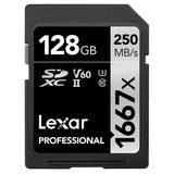 Lexar Professional SDXC Memory Card, 1667x 128GB, Class 10, UHS-II, U3, V60