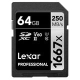 Lexar Professional SDXC Memory Card, 1667x 64GB, Class 10, UHS-II, U3, V60