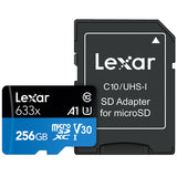 Lexar High Performance MicroSDXC, 256GB, 633x, UHS-I, w/ SD Adapter