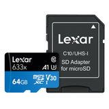 Lexar High Performance MicroSDXC, 64GB, 633x, UHS-I, w/ SD Adapter