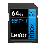 Lexar High-Performance SDXC Memory Card, 800x, 64GB, Class 10, UHS-I, U3 Blue Series