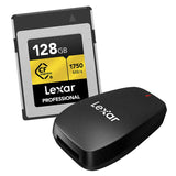 Lexar Bundle Professional CFexpress Card 128GB w/ LRW550U-RNBNU CFexpress USB 3.2 gen 2x2 Reader