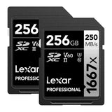 Lexar Professional SDXC Memory Card, 1667x 256GB, Class 10, UHS-II, U3, V60, 2/pk