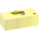 3M Post-it Notes Yellow 1 1/2 in x 2 in 100 sht/pd 12pd/pk