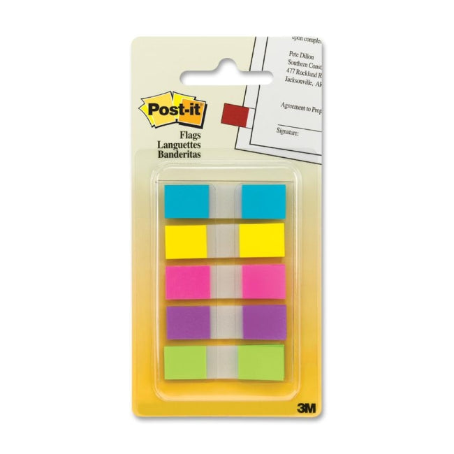 3M Post-it Flags to Go Assorted Bright .47 in x 1.7 in 20 flags/color 5 colors/pack