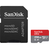 SanDisk Ultra microSDHC Memory Card, 256GB, 120MB/s, C10, UHS, U1, A1, Card W/Adapter