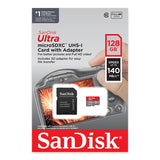 SanDisk Ultra microSDHC Memory Card, 128GB, 140MB/s, C10, UHS, U1, A1, Card W/Adapter