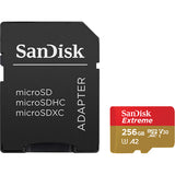 SanDisk Extreme, microSDXC, Memory Card, 256GB, UHS-I, 4K, Class 10, w/ Adapter