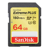 SanDisk Extreme Plus SDXC, 64GB, UHS-I, U3, Up to 150MB/s read