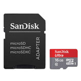 SanDisk Ultra microSDHC Memory Card, 16GB, SDSQUNC-016G-AN6MA, Class 10/UHS-I, With Adapter
