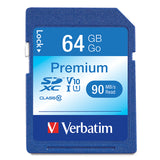 Verbatim Premium SDXC Memory Card, 44024, 64GB, 300X, UHS-1, Class 10, TAA