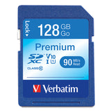 Verbatim Premium SDXC Memory Card, 44025, 128GB, 133X, UHS-1, Class 10, TAA