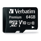 Verbatim Premium microSDXC Memory Card, 44084, With Adapter, 64GB, UHS-1, Class 10, TAA