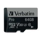 Verbatim Pro Memory Card with adapter, 47042, 64GB, microSDXC, 600X, UHS-1, Class 10