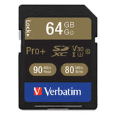 Verbatim ProPlus SDXC Memory Card, 49197, 64GB, 600x, UHS-1, U3, Class 10