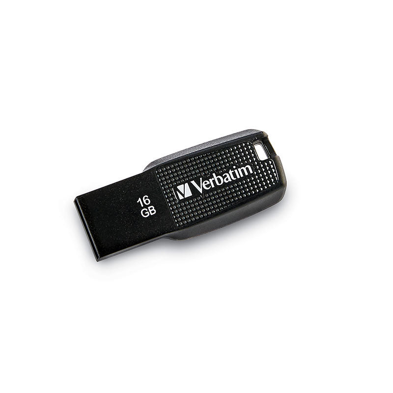 Verbatim, 16GB Ergo USB Flash Drive, Black, Microban Antibacterial Surface