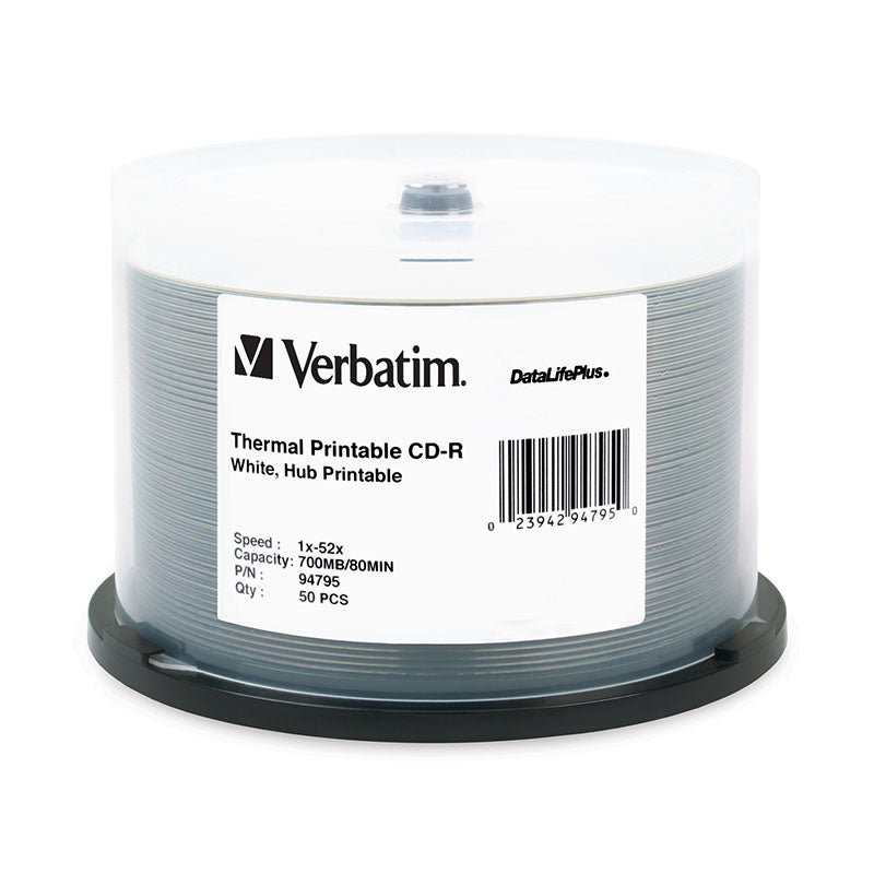 Verbatim CD-R 94795 700MB 52X White Thermal Printable 50PK
