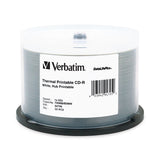 Verbatim CD-R 94795 700MB 52X White Thermal Printable 50PK Spindle TAA