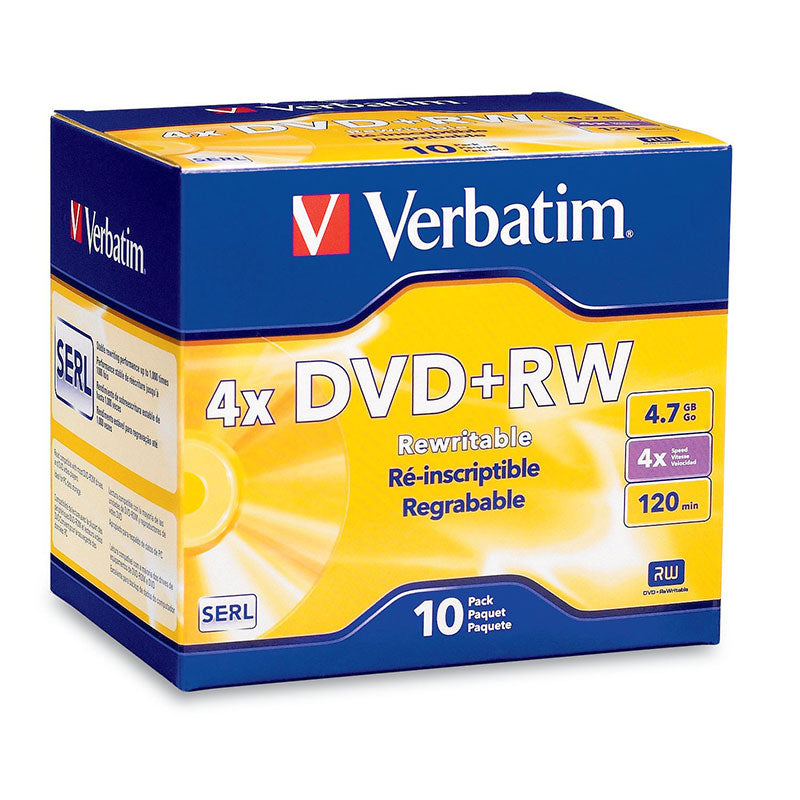 Verbatim DVD+RW 94839 4.7GB 4X Branded 10PK Jewel Case TAA