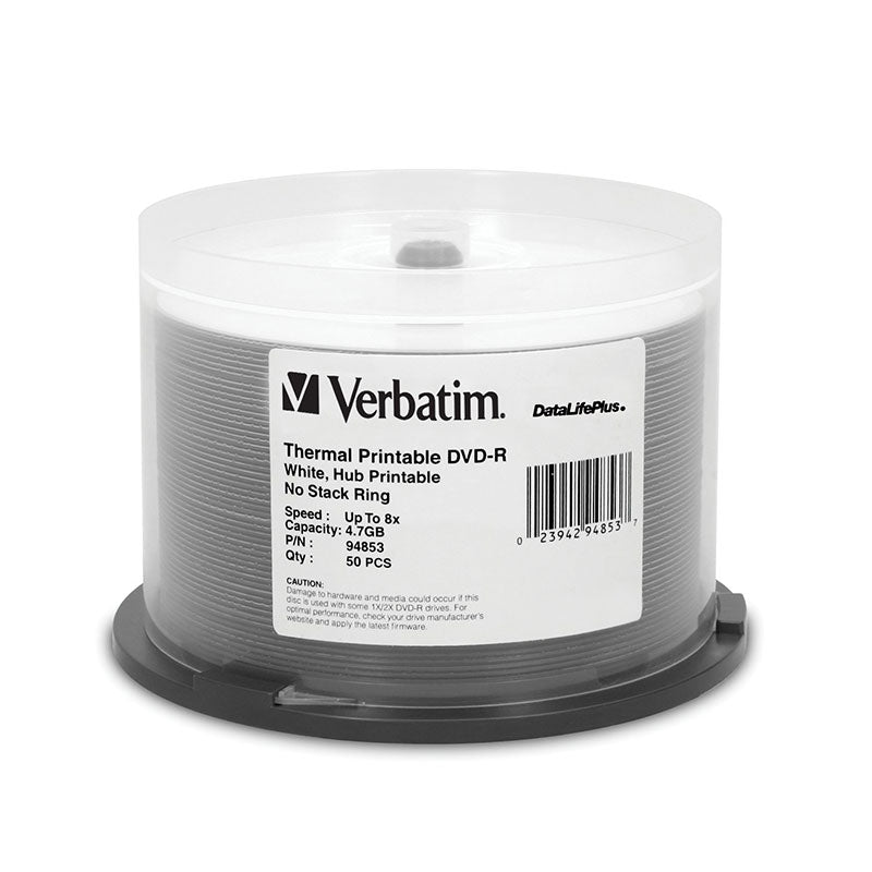 Verbatim DVD-R 94853 4.7GB 8X DataLifePlus White Thermal 50PK