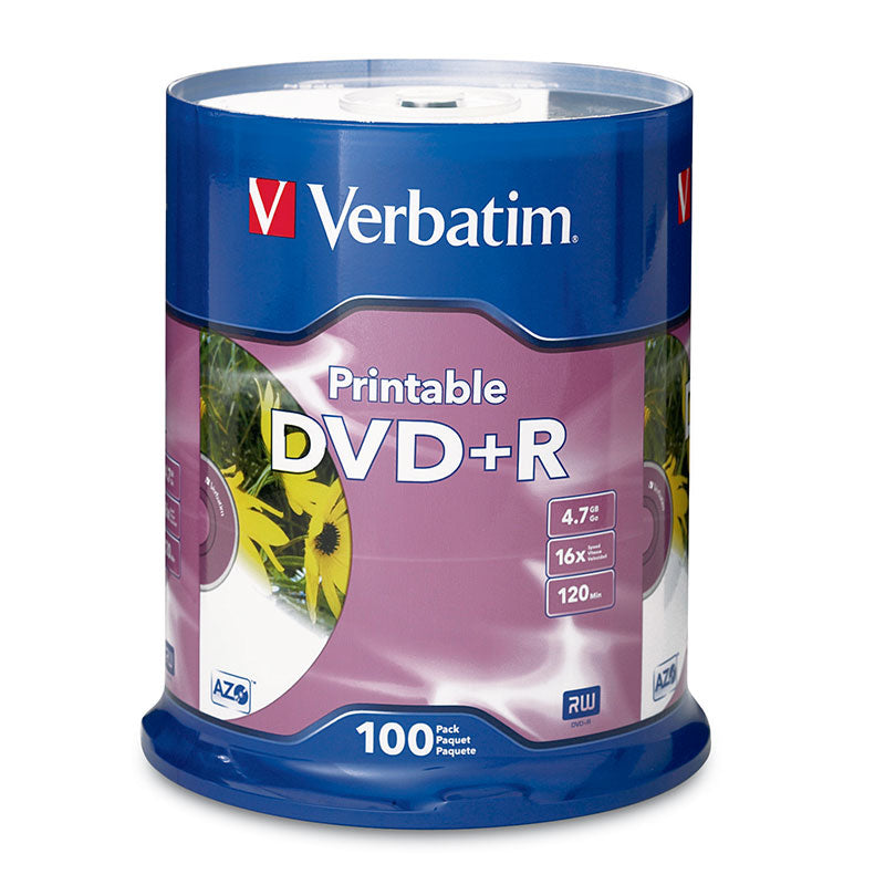 Verbatim DVD+R 95145 4.7GB 16X White Inkjet Printable 100PK
