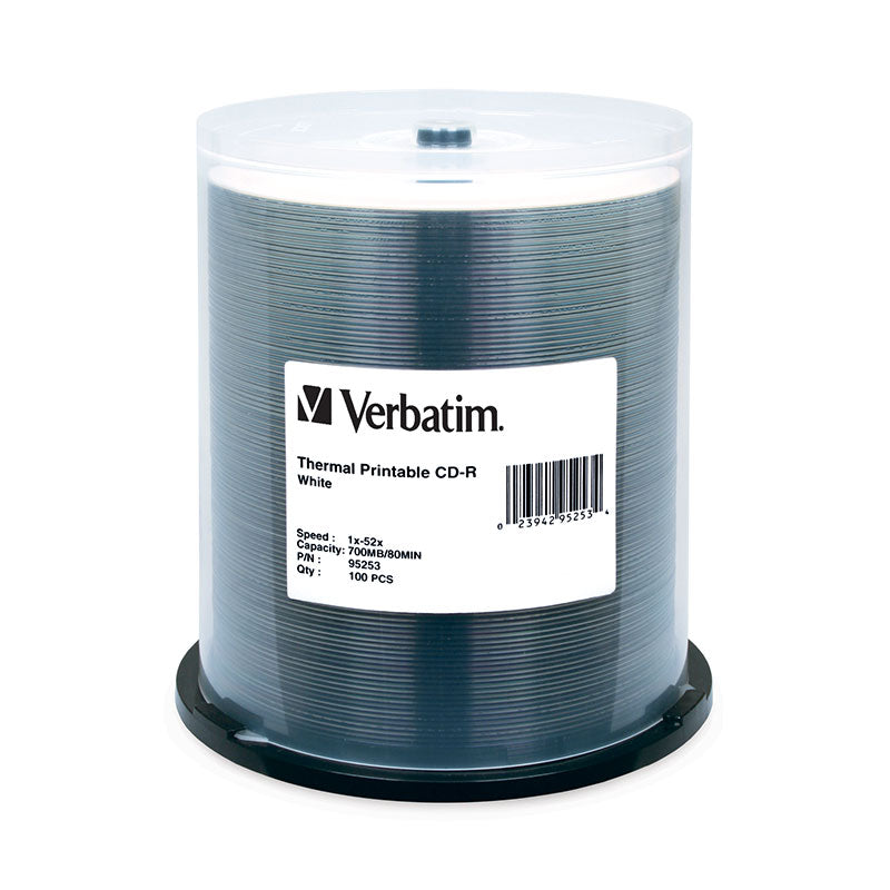 Verbatim CD-R 95253 700MB 52X White Thermal Printable 100PK