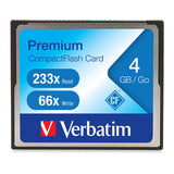 Verbatim Premium CompactFlash Memory Card, 95500, 4GB, 233X, TAA