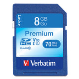 Verbatim Premium SDHC Memory Card, 96318, 8GB, 133X, Class 10, TAA
