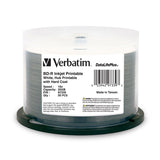 Verbatim BD-R 97339 25GB 16X Hub Printable White Inkjet Printable 50pk Spindle TAA
