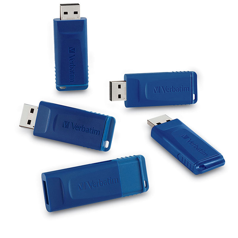 Verbatim Classic USB Flash Drive, 99121, 8GB, 5/PK, Blue