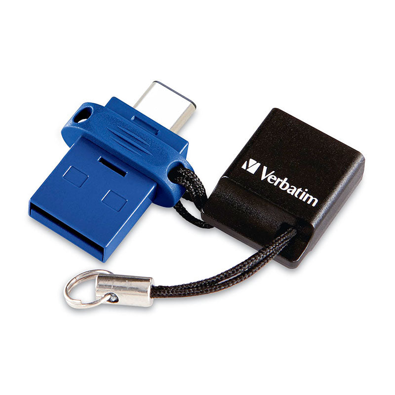 Verbatim Store 'n' Go Dual USB Flash Drive, 99153, 16GB, For USB-C Devices, Blue