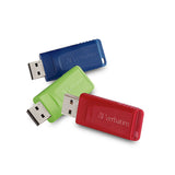 Verbatim Store 'n' Go USB Flash Drive, 99811, 32GB, 3/PK, Red, Blue, Green